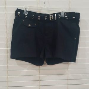Artifact 18 grommeted belt black jean shorts